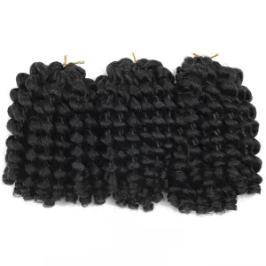 Crochet Braids Hair 8 Inch Jamaican Bounce Wand Curl Crochet Hair Curly Bounce Crochet Braids Hair Extension Twist Crochet Hair (3 PCS, 1B)