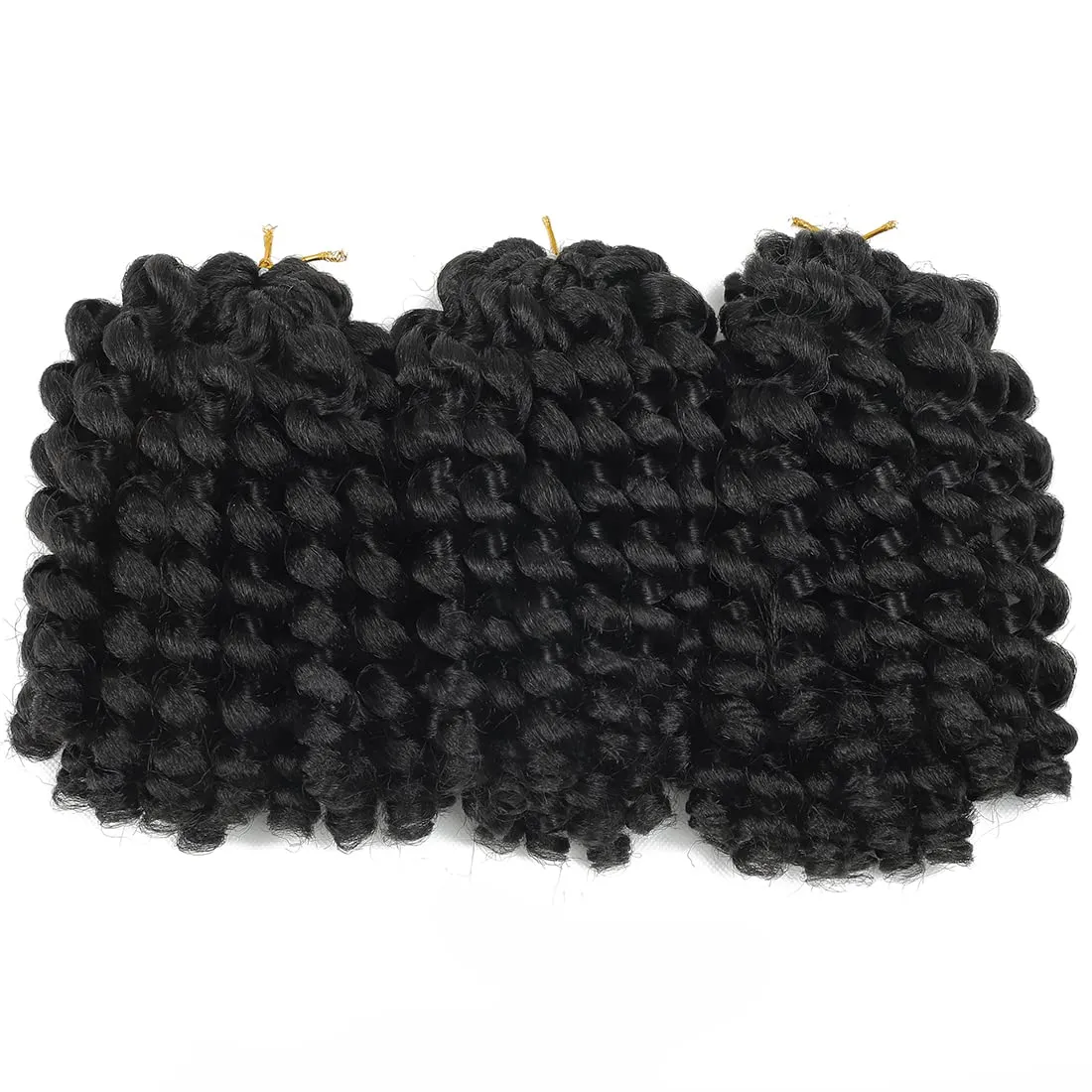 Crochet Braids Hair 8 Inch Jamaican Bounce Wand Curl Crochet Hair Curly Bounce Crochet Braids Hair Extension Twist Crochet Hair (3 PCS, 1B)
