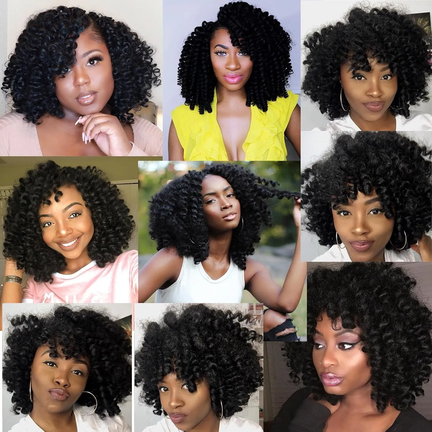 Crochet Braids Hair 8 Inch Jamaican Bounce Wand Curl Crochet Hair Curly Bounce Crochet Braids Hair Extension Twist Crochet Hair (3 PCS, 1B)