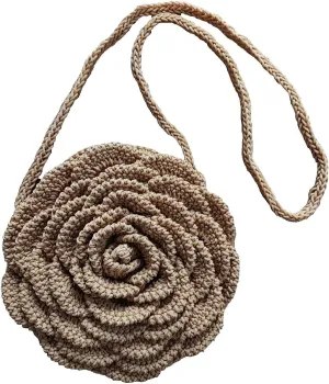 Crochet Handbag with Rose Design, For Women, Single Shoulder