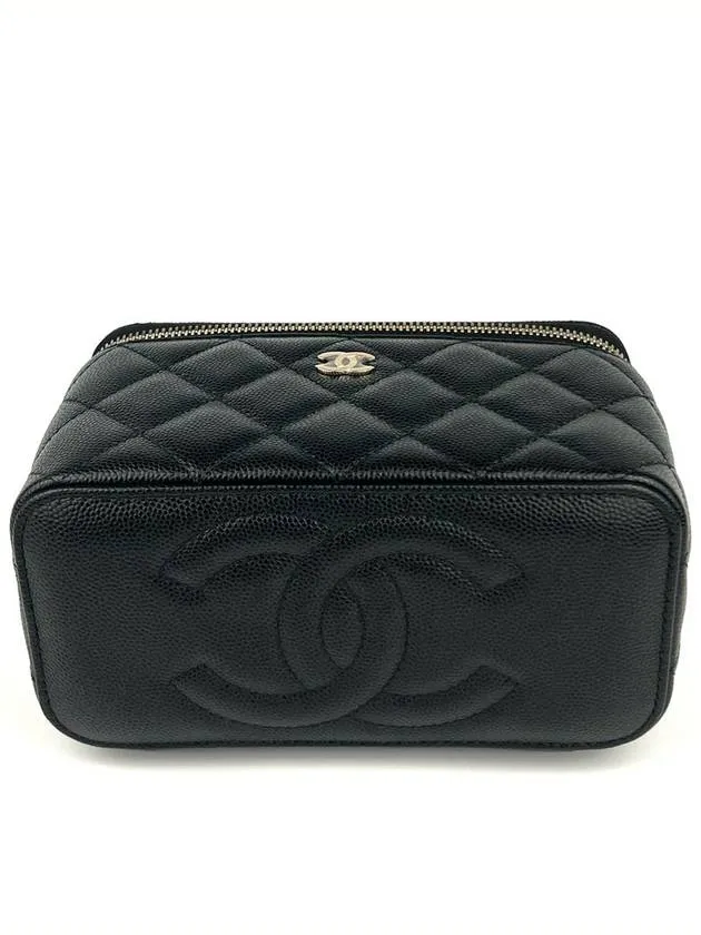 Cross Cosmetic Black Case Tailored service Classic Small Chanel Calfskin Luxurious Bag Grained
