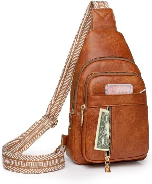 Crossbody Bags for Women Trendy, Leather Sling Bag for Women, Women's Fanny Packs Waist with Guitar Strap