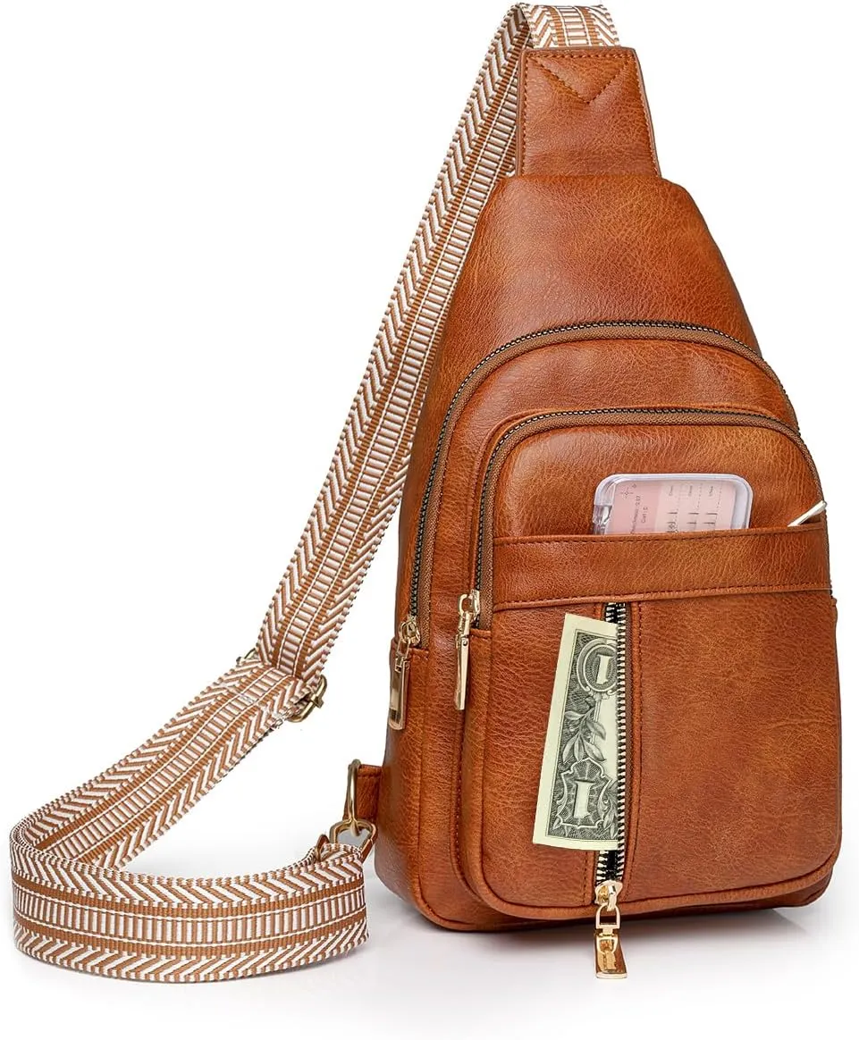 Crossbody Bags for Women Trendy, Leather Sling Bag for Women, Women's Fanny Packs Waist with Guitar Strap
