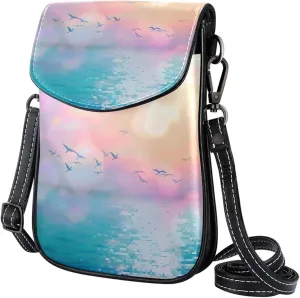 Crossbody Bags for Women,Crossbody Bag Men,Small Sling Bag,White Seagull Clouds Ocean,Crossbody Purse