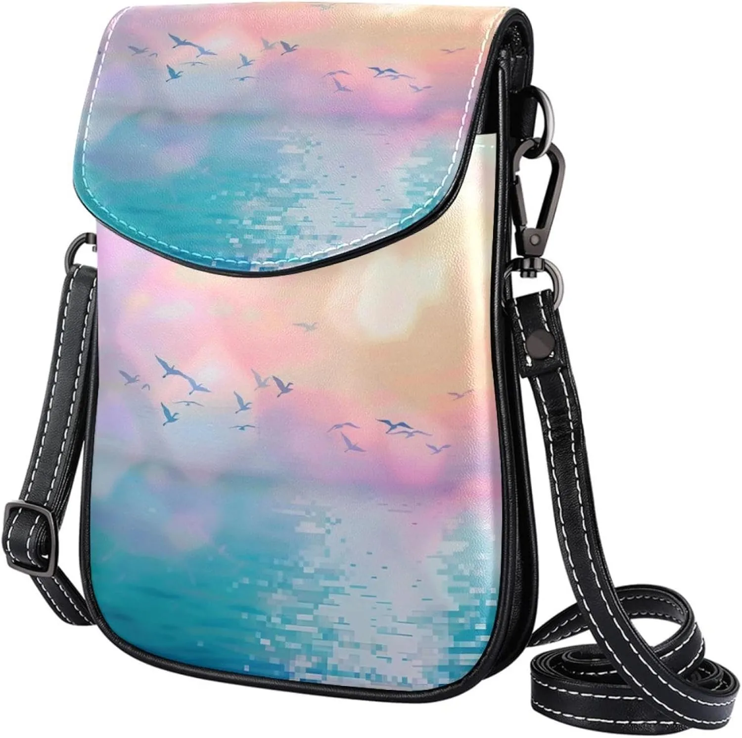 Crossbody Bags for Women,Crossbody Bag Men,Small Sling Bag,White Seagull Clouds Ocean,Crossbody Purse