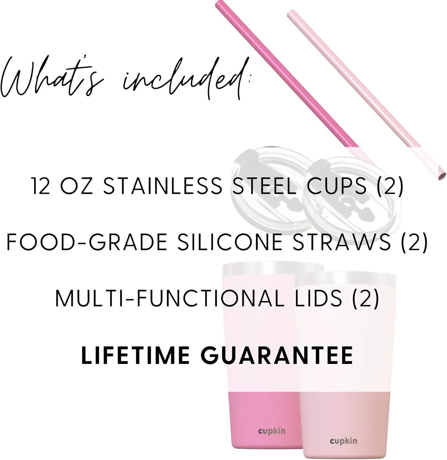 CUPKIN Toddler Tumblers, The Original 12 oz Stackable Stainless Steel Cups, Set of 2 Powder Coated Insulated Kids Water Bottle Alternative   BPA Free Lids   Silicone Straws (Polignac   Potpourri)