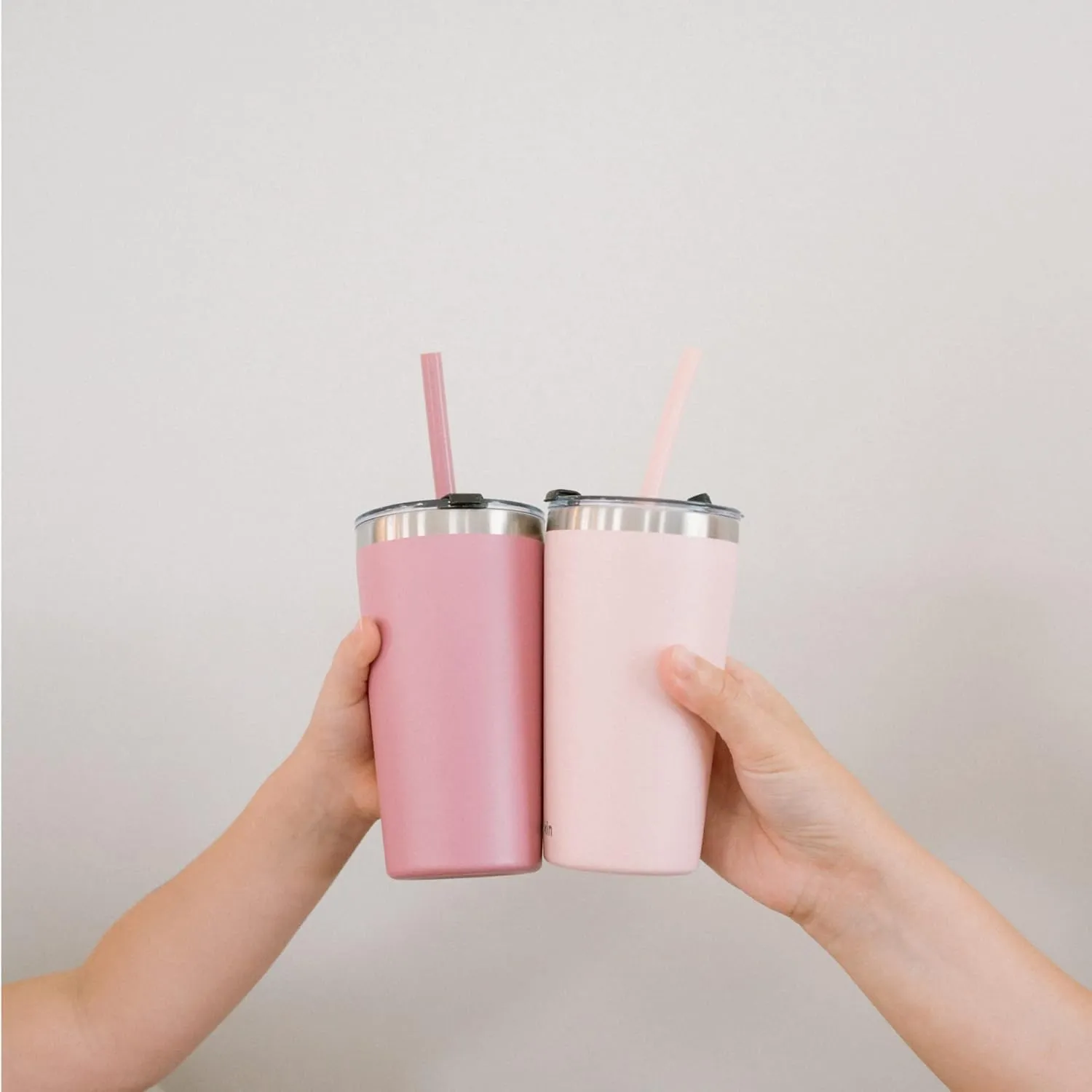CUPKIN Toddler Tumblers, The Original 12 oz Stackable Stainless Steel Cups, Set of 2 Powder Coated Insulated Kids Water Bottle Alternative   BPA Free Lids   Silicone Straws (Polignac   Potpourri)