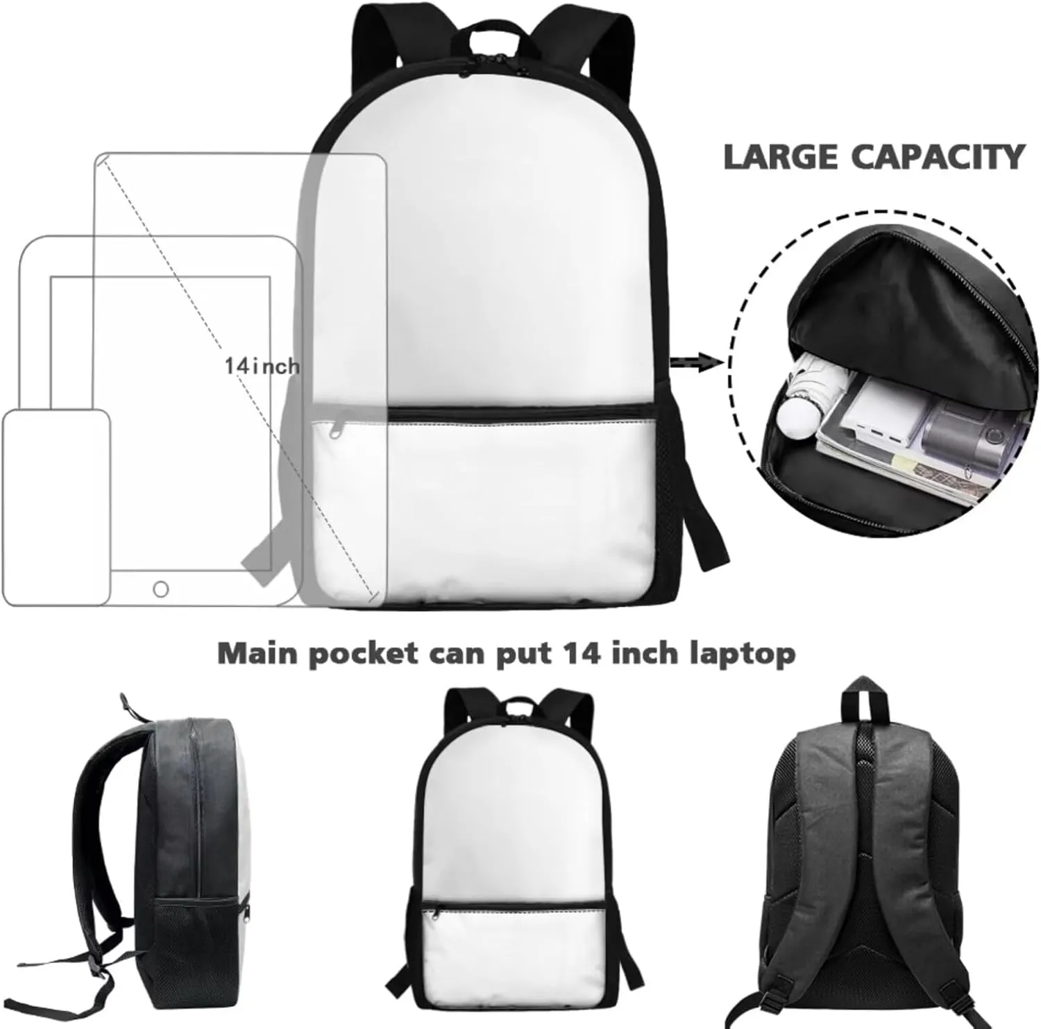Custom Backpack School Bag with Your Name/Text 3 In 1 School Bookbag with Lunch Box Pencil Case Personalized Schoolbag Back Packs for Elementary School Kids Boy Girls Daycare Backpack