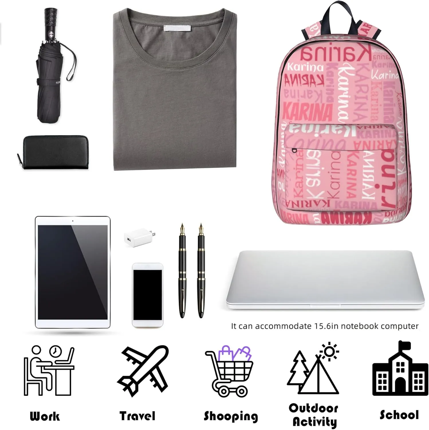 Custom Backpack With Name Personalized Laptop Backpack For Men Women Customized School Student Bookbag For Travel Work School