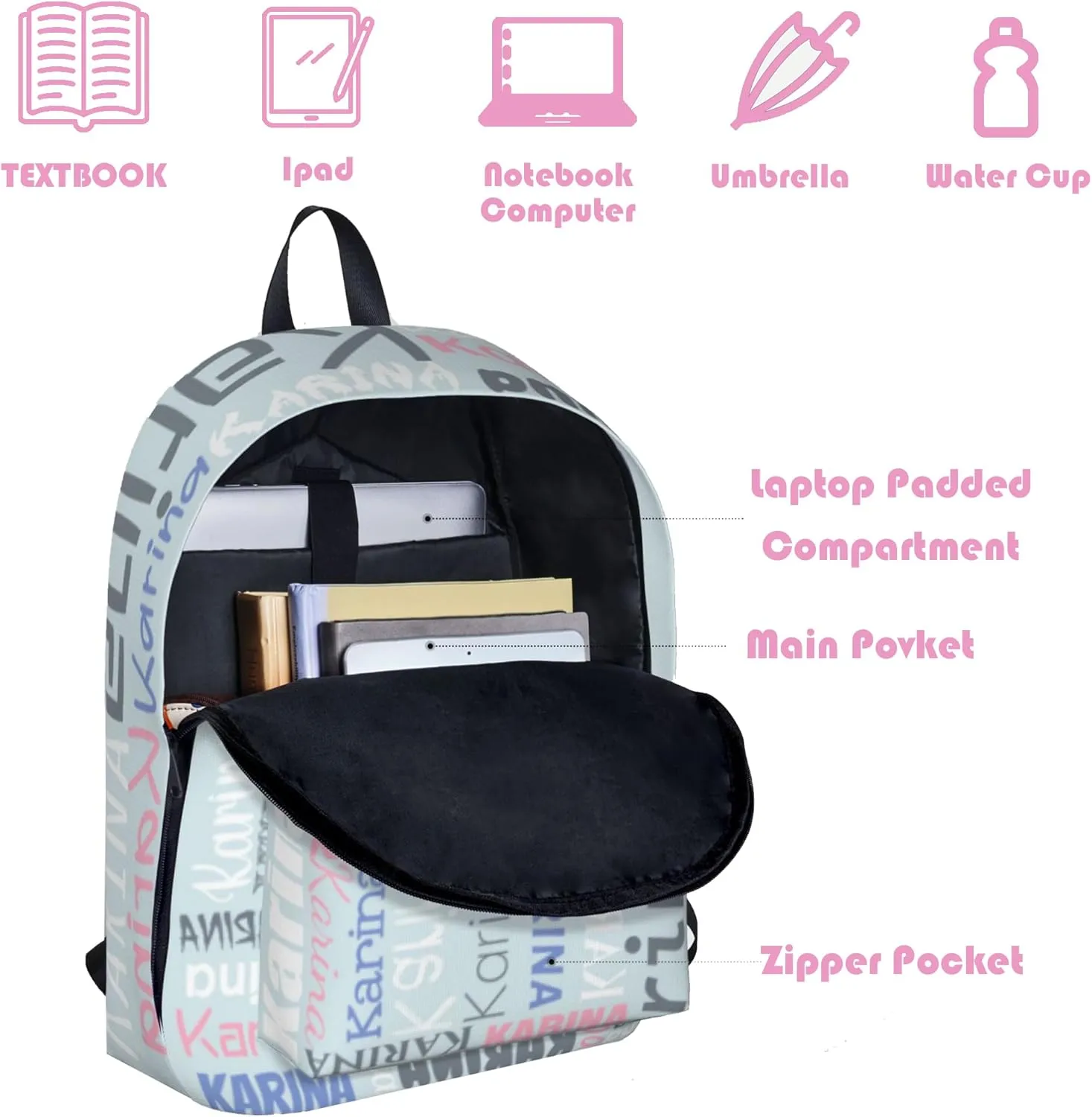 Custom Backpack With Name Personalized Laptop Backpack For Men Women Customized School Student Bookbag For Travel Work School