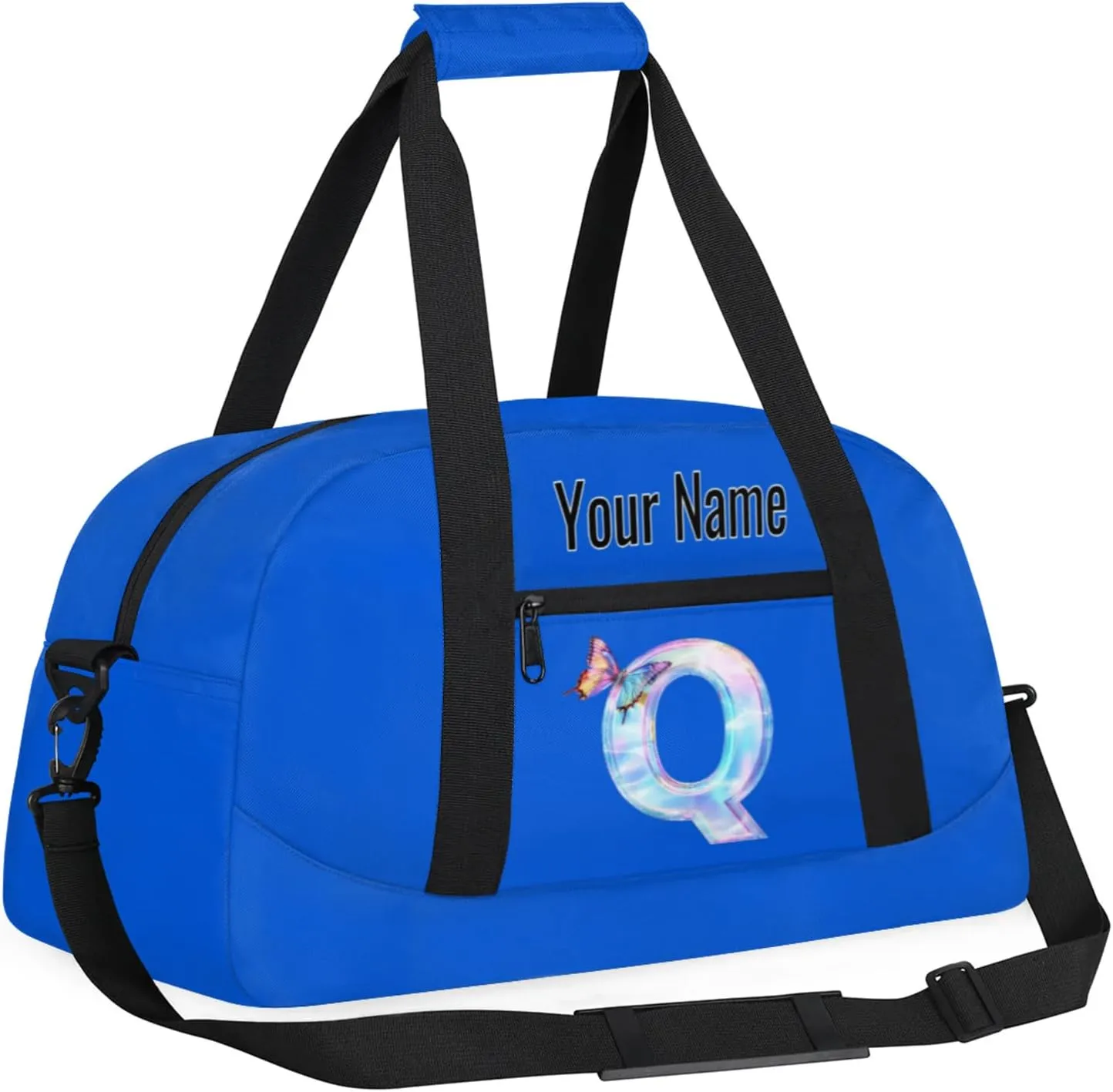 Custom Butterfly Letters Dance Duffle Bag Personalized Foldable Sports Cheer Travel Duffle Bag