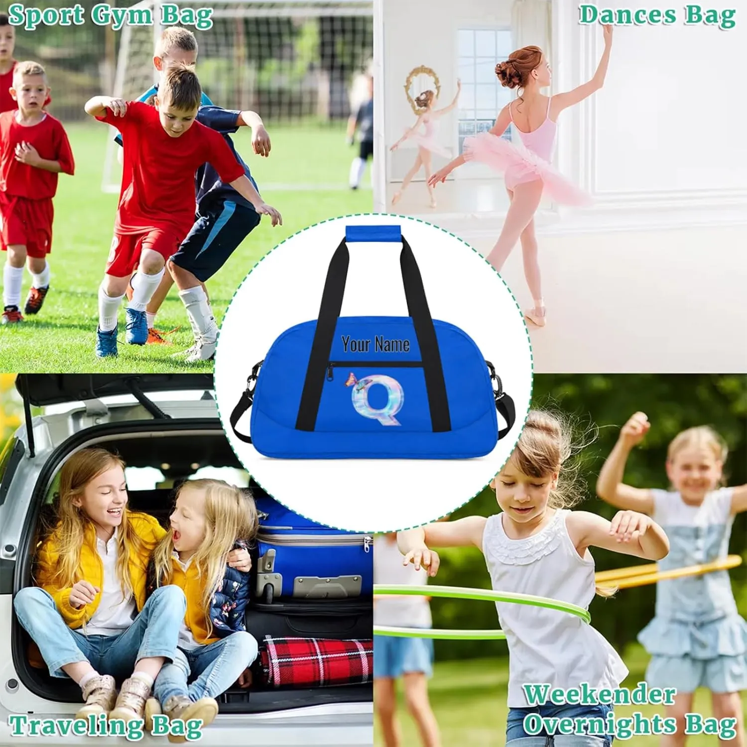 Custom Butterfly Letters Dance Duffle Bag Personalized Foldable Sports Cheer Travel Duffle Bag