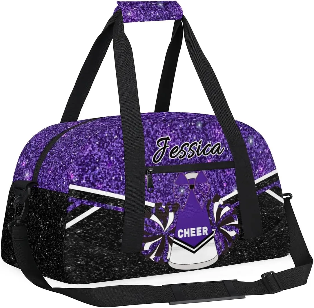 Custom Cheer Sport Duffel Bags Personalized Cheerleader Bag with Name Customized Gymnastics Dance Travel Bag Dance Bag Overnight Weekender Bags, Deep Purple