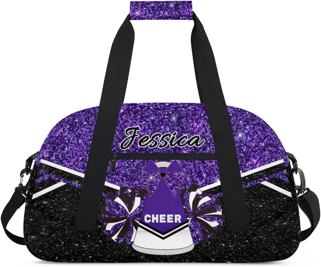 Custom Cheer Sport Duffel Bags Personalized Cheerleader Bag with Name Customized Gymnastics Dance Travel Bag Dance Bag Overnight Weekender Bags, Deep Purple