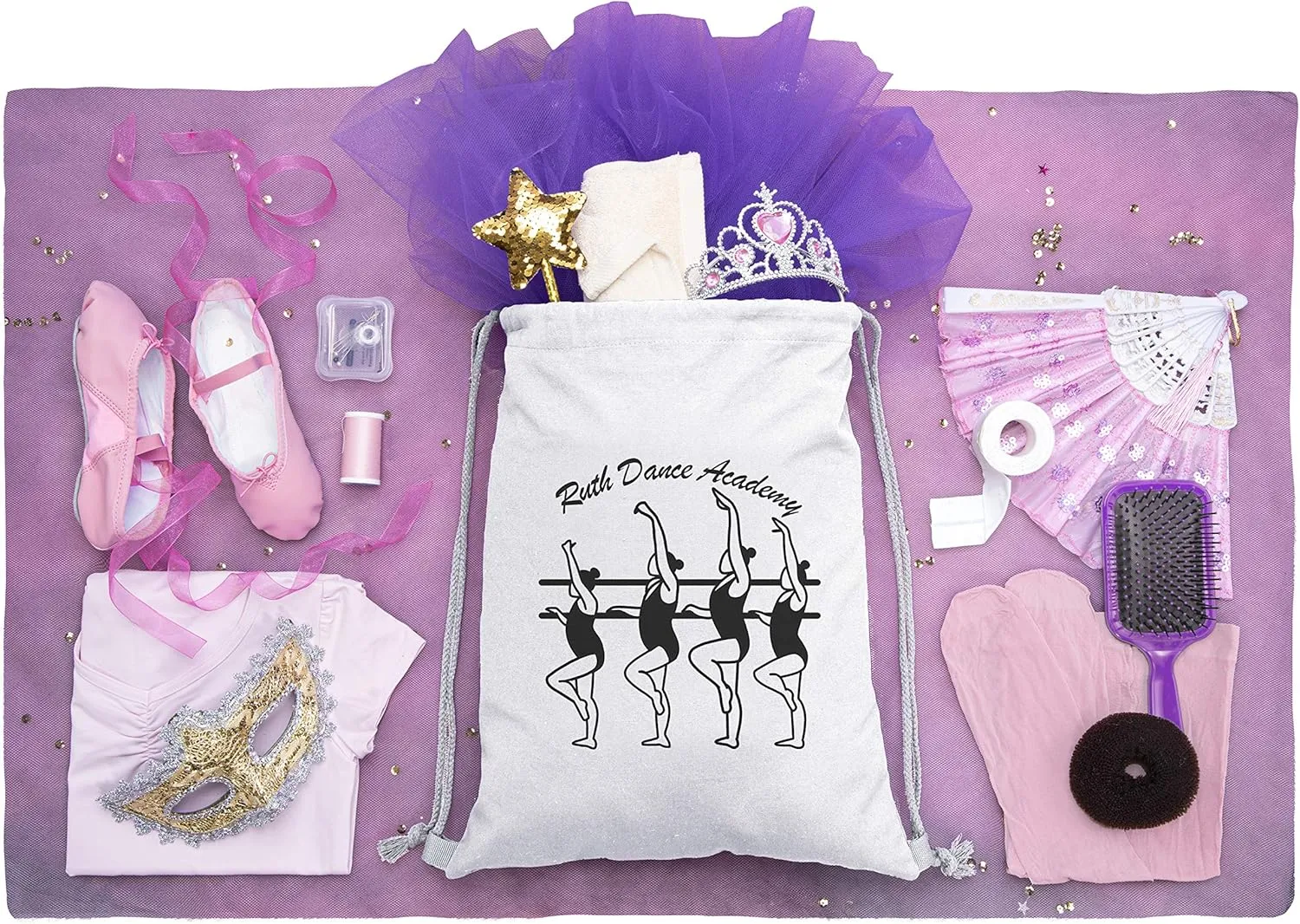 Custom Cotton Dance Bag | Personalized Ballerinas Barre Bag | Dance Cinch Bag