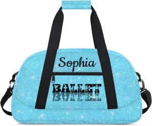 Custom Dance Duffel Bag Personalized Ballet Dance Duffel Bags Gym Bag with Name Waterproof Dance Bag for Women, Blue Stars