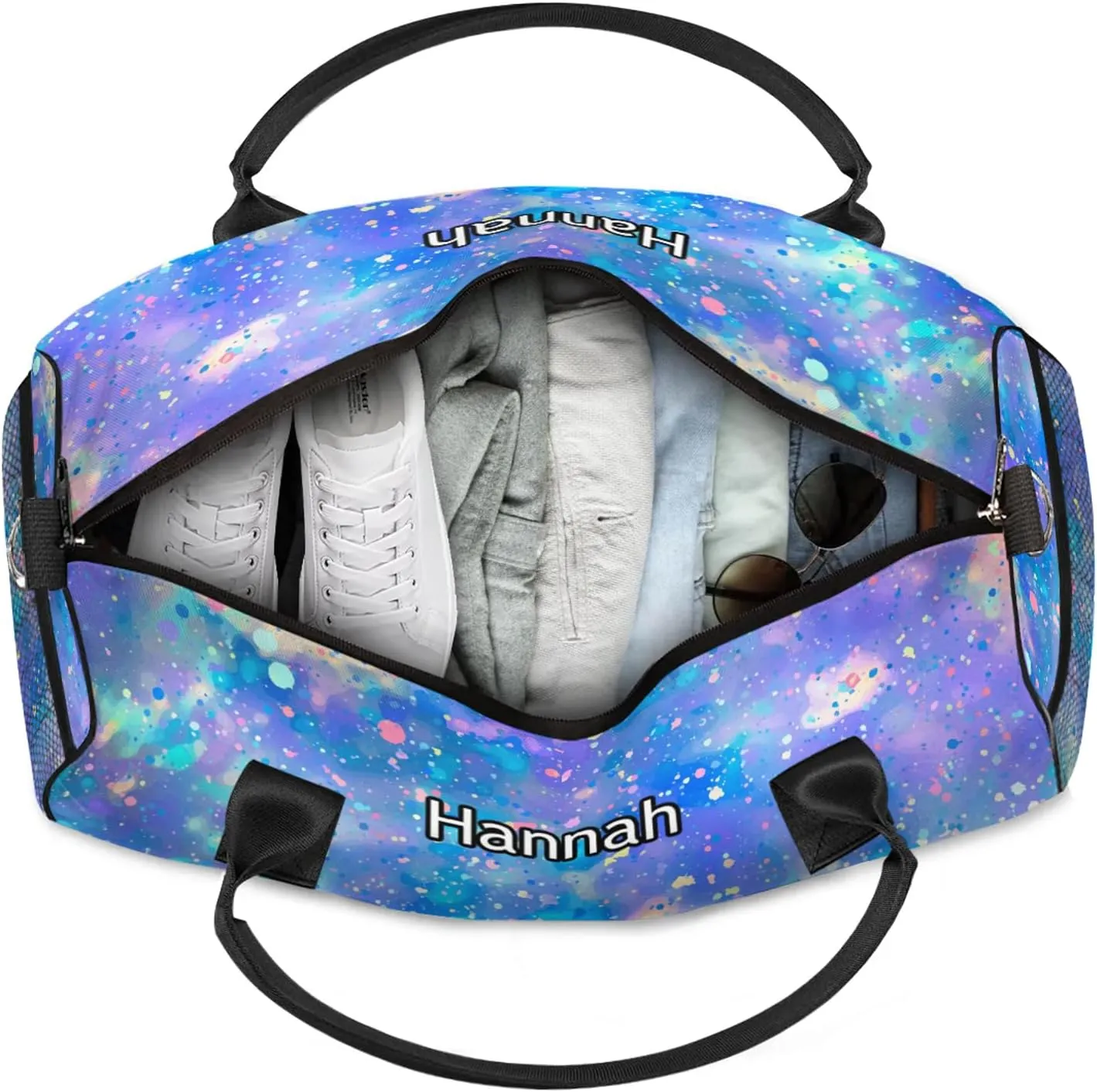 Custom Dance Duffel Bag with Name Personalized Dance Ballet Bags Waterproof Customized Travel Bag Carry-On Tote 17.4in, Colorful Glitter