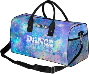Custom Dance Duffel Bag with Name Personalized Dance Ballet Bags Waterproof Customized Travel Bag Carry-On Tote 17.4in, Colorful Glitter