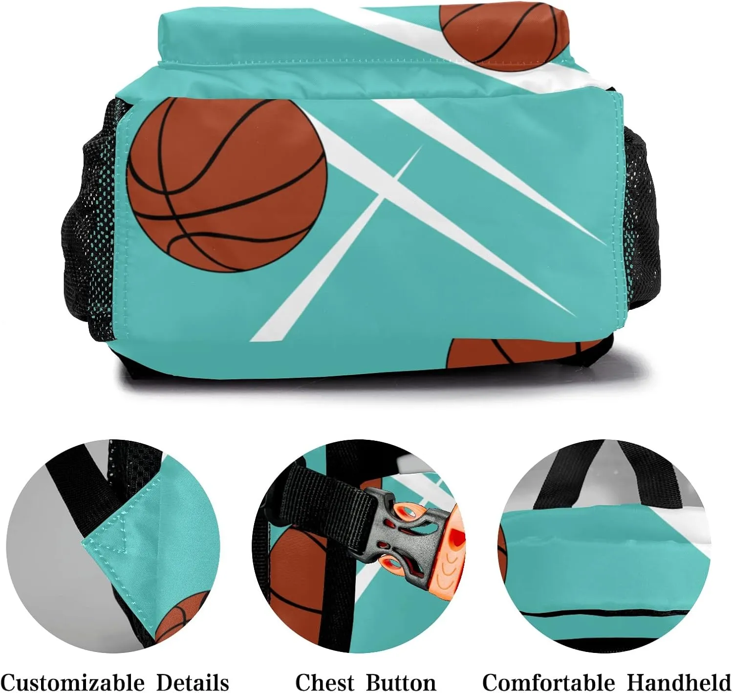 Custom Kid Backpack, Sport Basketball Player Team Aqua Personalized School Bookbag with Your Own Name, Customization Casual Bookbags for Student Girls Boys