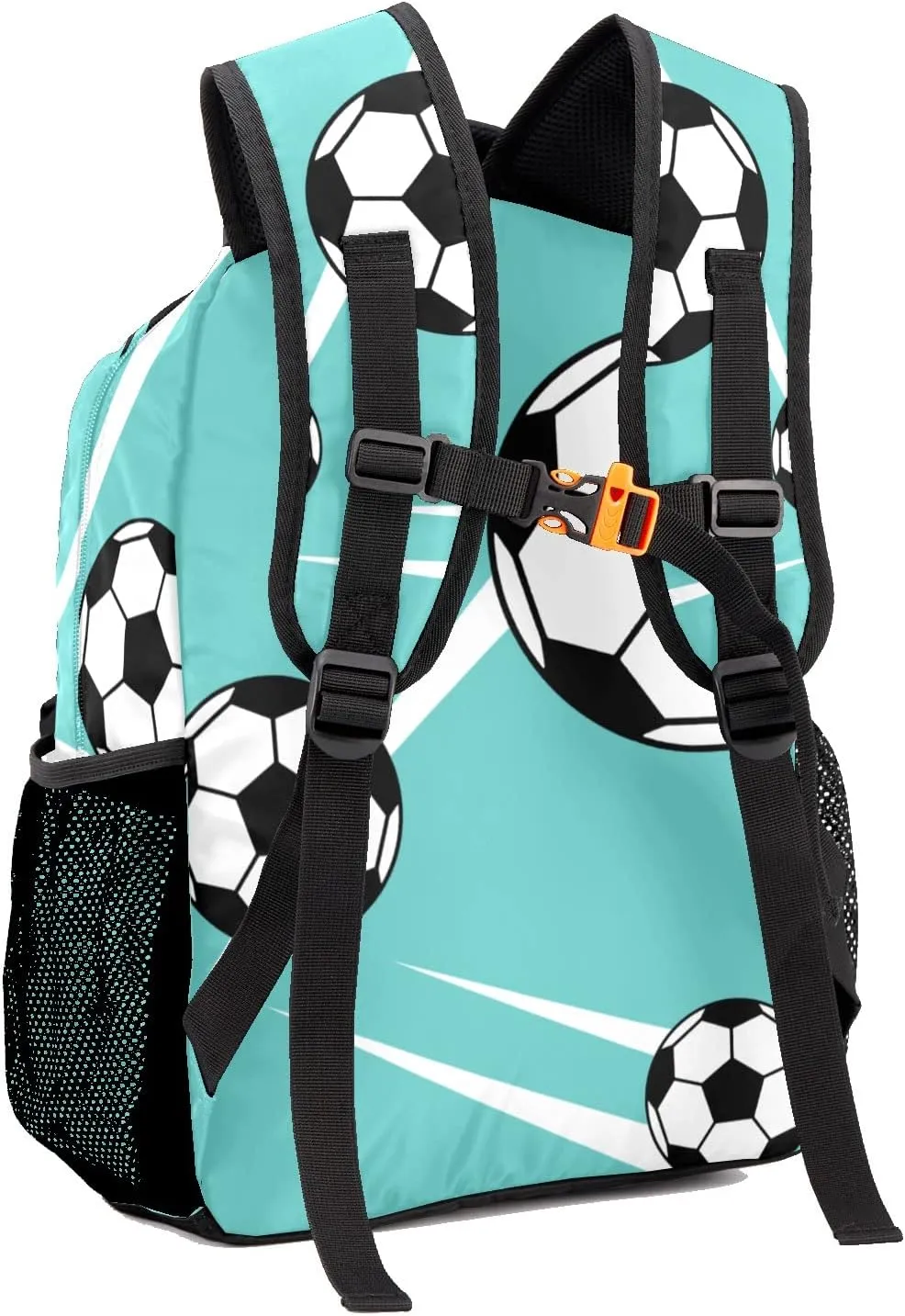 Custom Kid Backpack, Sport Soccer Player Number Team Name Teal Personalized School Bookbag with Your Own Name, Customization Casual Bookbags for Student Girls Boys