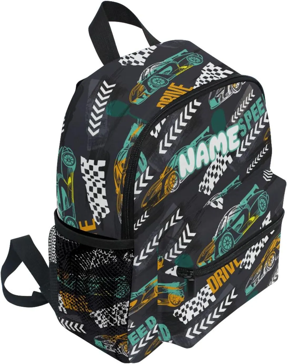 Custom Kids Toddler Backpack, Race Car Backpack for Boys Girls, Preschool School Children Schoolbag Nursery Junior Primary Student Travel Bag
