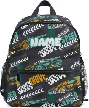 Custom Kids Toddler Backpack, Race Car Backpack for Boys Girls, Preschool School Children Schoolbag Nursery Junior Primary Student Travel Bag
