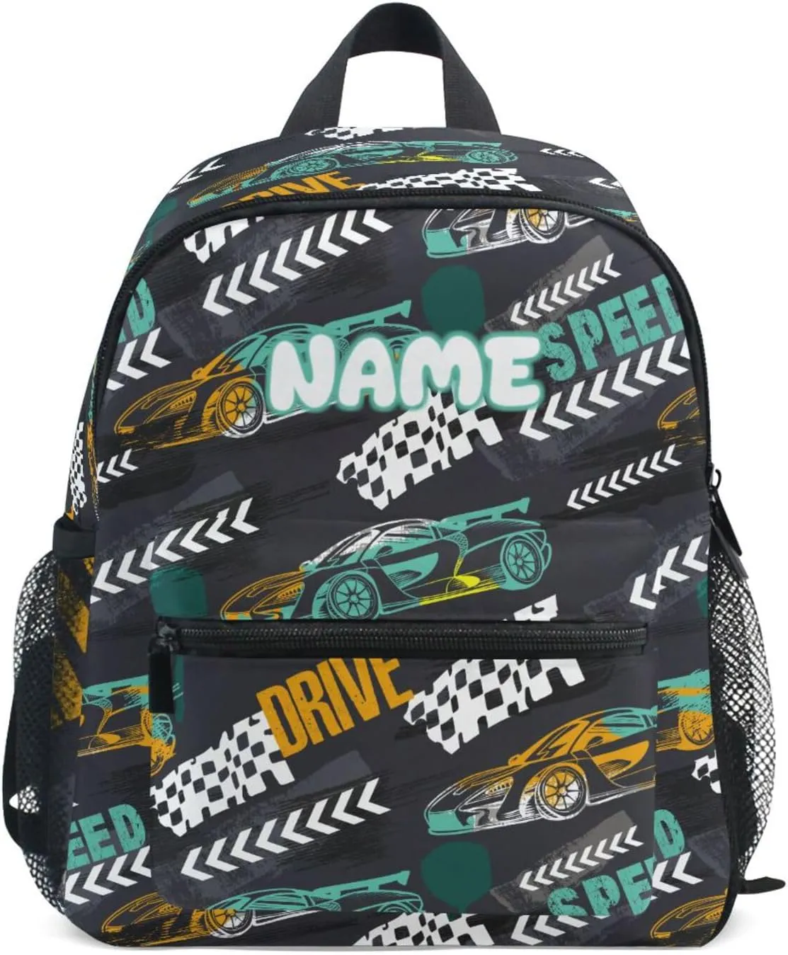 Custom Kids Toddler Backpack, Race Car Backpack for Boys Girls, Preschool School Children Schoolbag Nursery Junior Primary Student Travel Bag