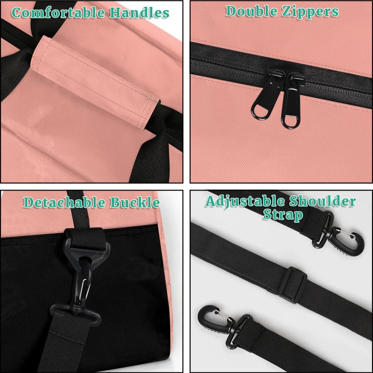 Custom Sport Gym Bags, Personalized Name Overnight Duffel Bags for Boys Girls Dance Weekender Bag Travel Tote Bags, Pale Pink