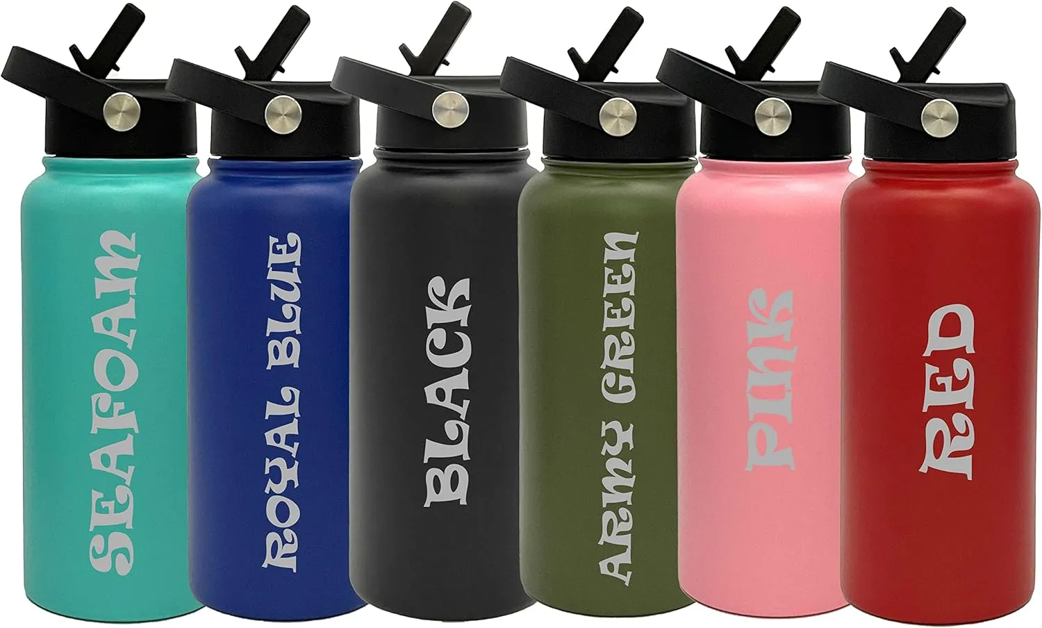 Customized Insulated Tumblers, Double Wall Personalized Bottles for Home, Travel or Gym, Splash and Leak Proof Flip Top Lid (32oz, Royal Blue)