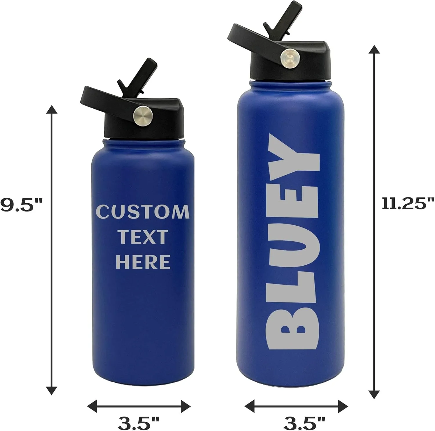 Customized Insulated Tumblers, Double Wall Personalized Bottles for Home, Travel or Gym, Splash and Leak Proof Flip Top Lid (32oz, Royal Blue)