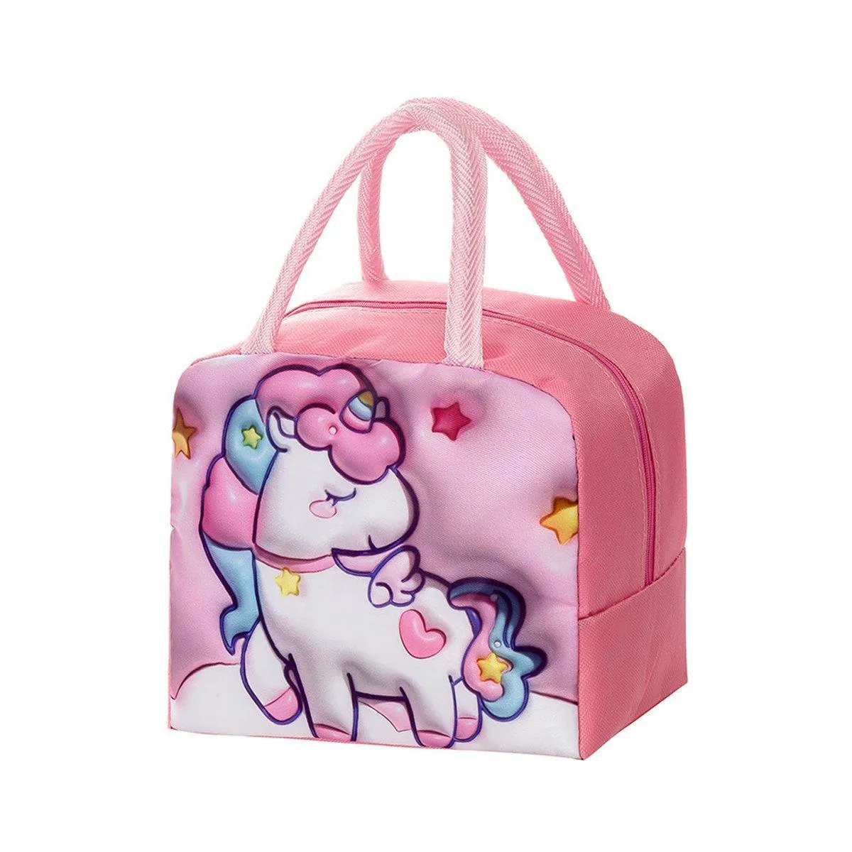 Cute 3D Cartoon Insulated Lunch Bag for Kids Oxford Fabric Bento Box Tote School