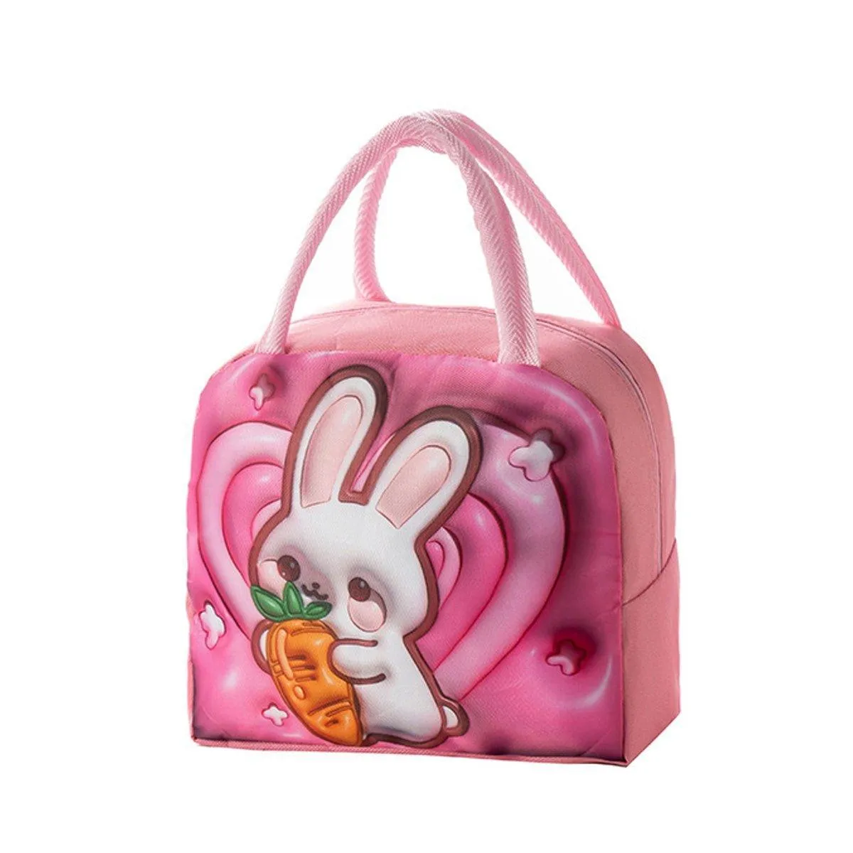 Cute 3D Cartoon Insulated Lunch Bag for Kids Oxford Fabric Bento Box Tote School