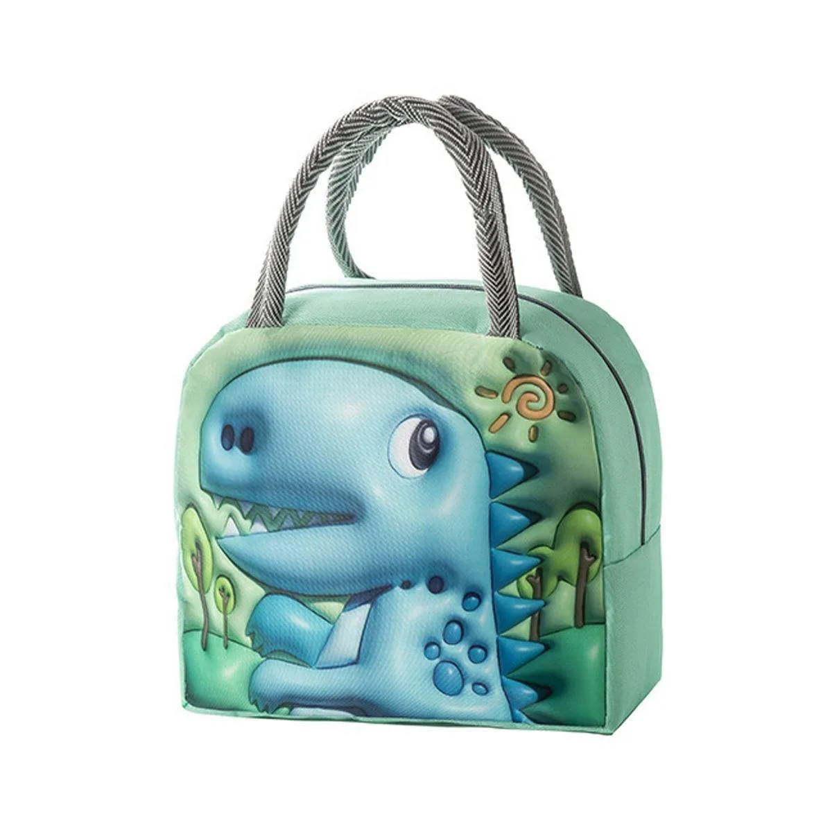 Cute 3D Cartoon Insulated Lunch Bag for Kids Oxford Fabric Bento Box Tote School