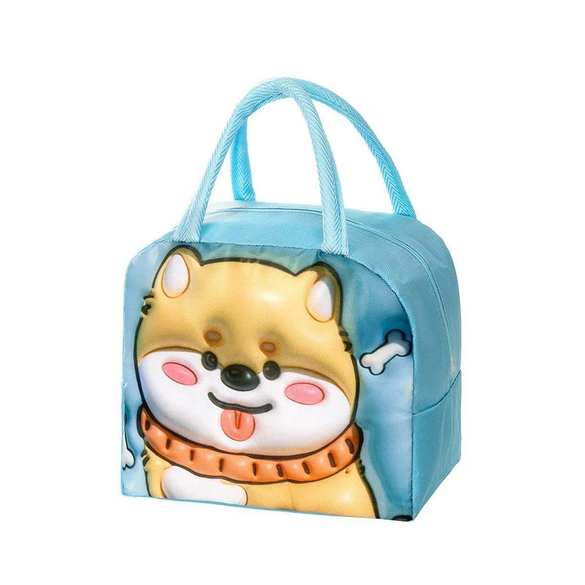 Cute 3D Cartoon Insulated Lunch Bag for Kids Oxford Fabric Bento Box Tote School