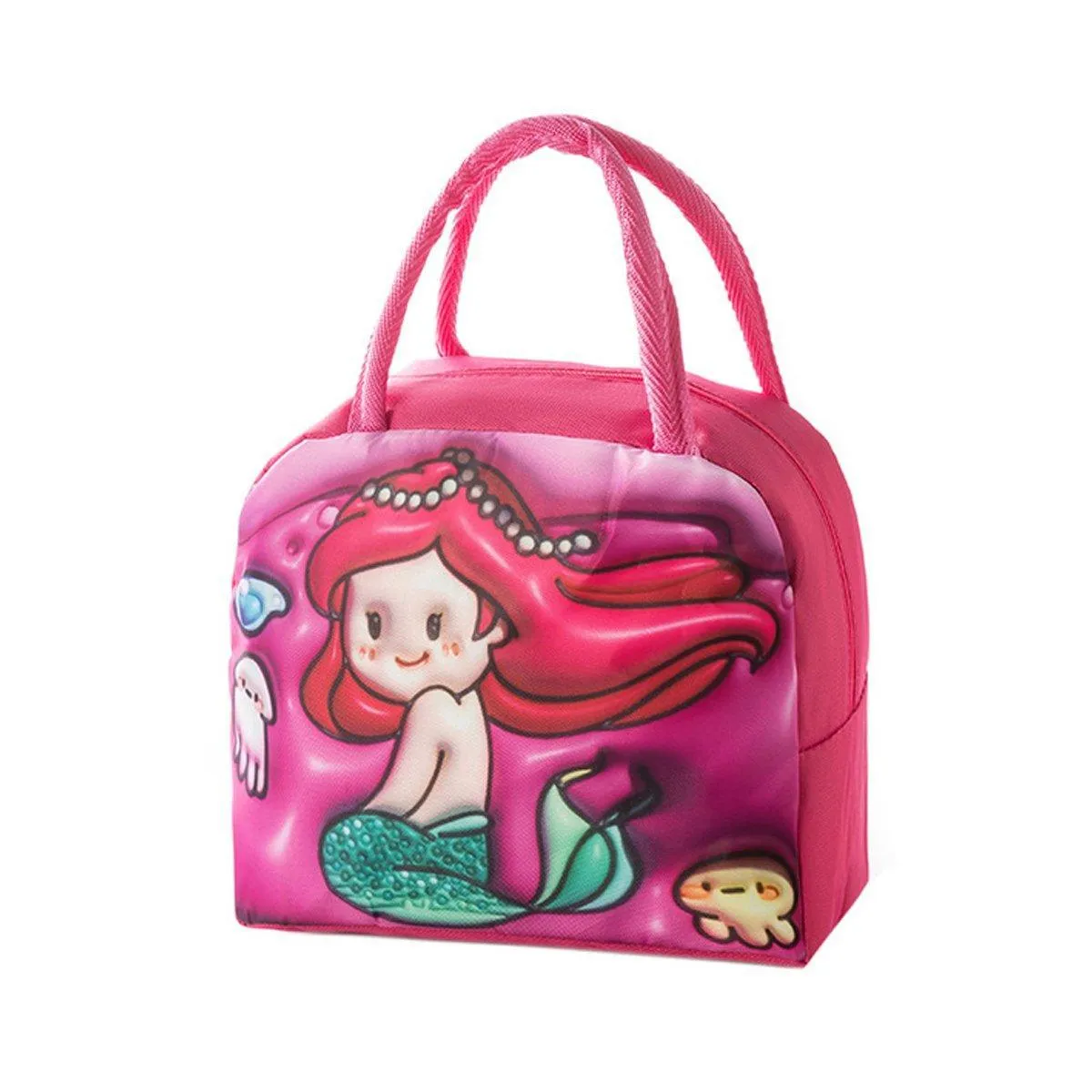 Cute 3D Cartoon Insulated Lunch Bag for Kids Oxford Fabric Bento Box Tote School