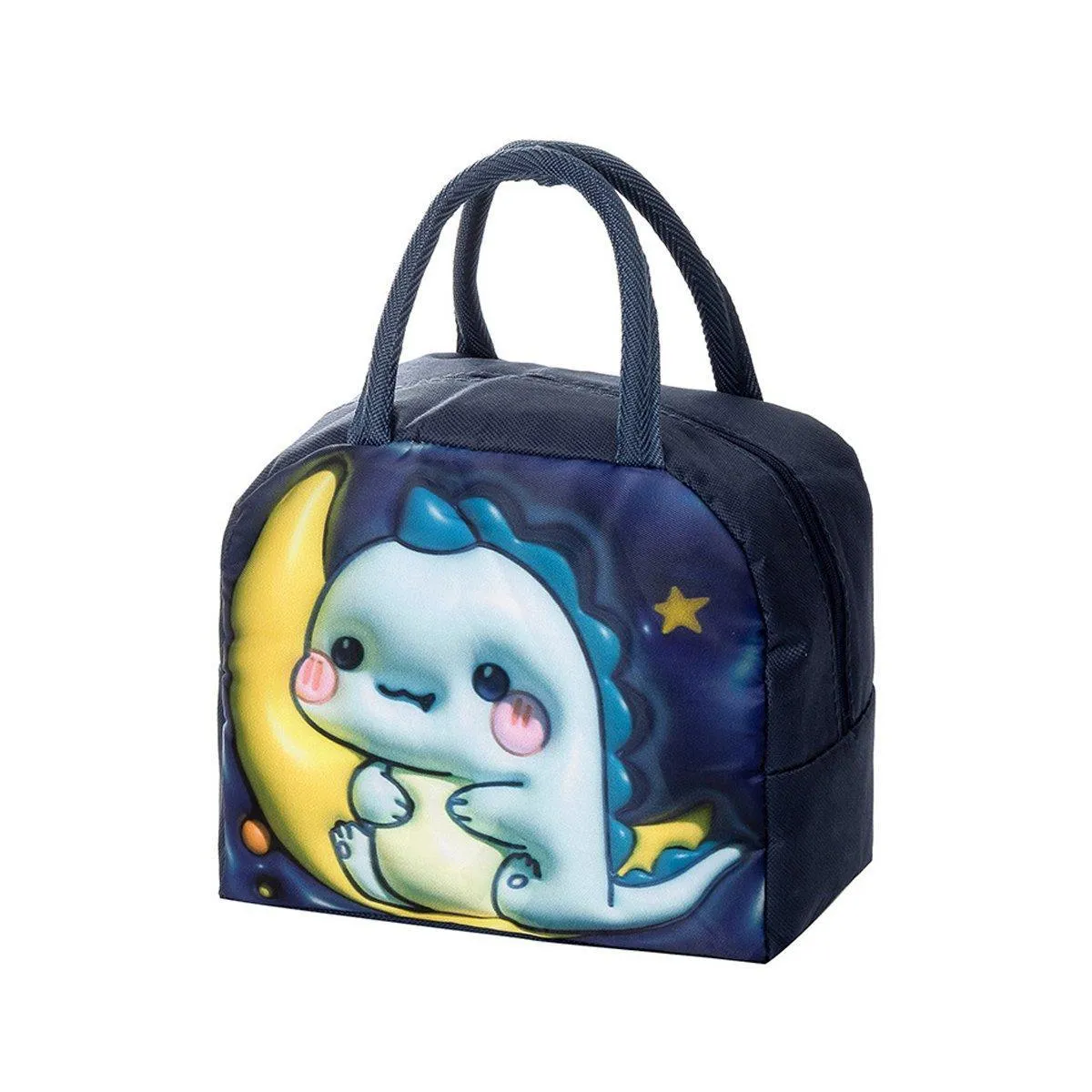 Cute 3D Cartoon Insulated Lunch Bag for Kids Oxford Fabric Bento Box Tote School