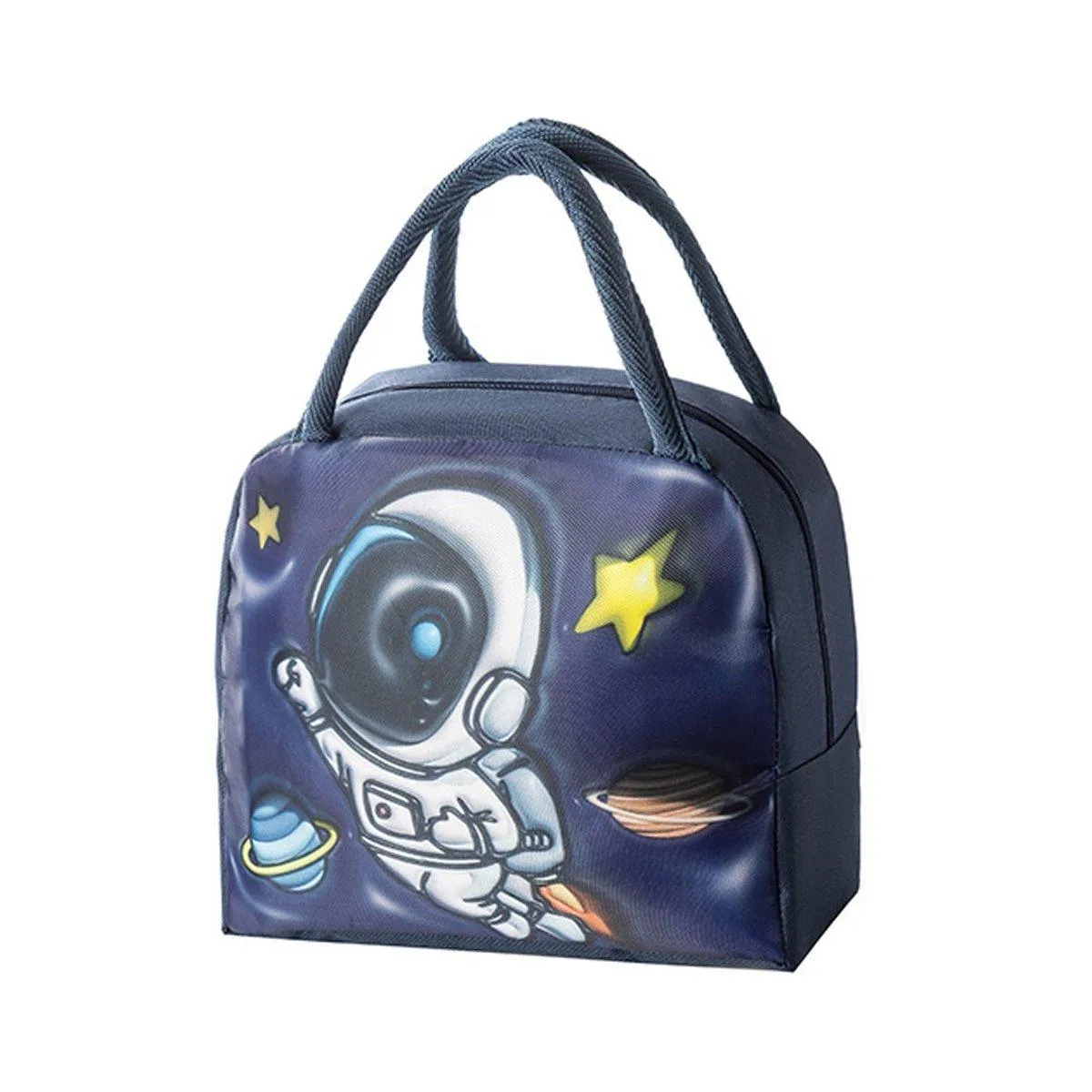 Cute 3D Cartoon Insulated Lunch Bag for Kids Oxford Fabric Bento Box Tote School