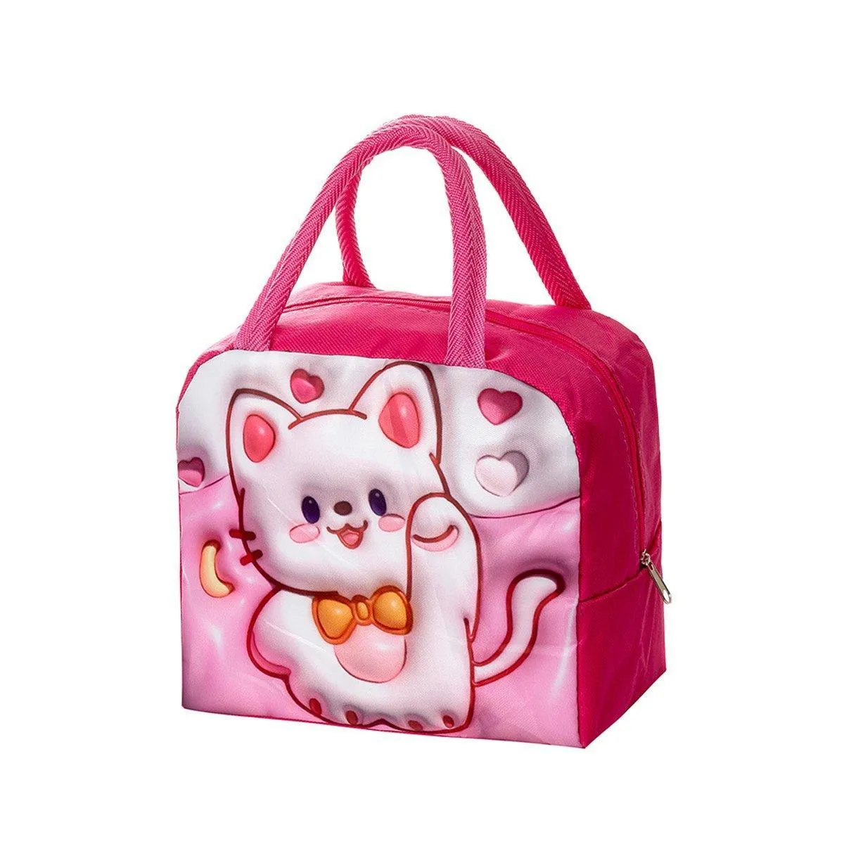 Cute 3D Cartoon Insulated Lunch Bag for Kids Oxford Fabric Bento Box Tote School