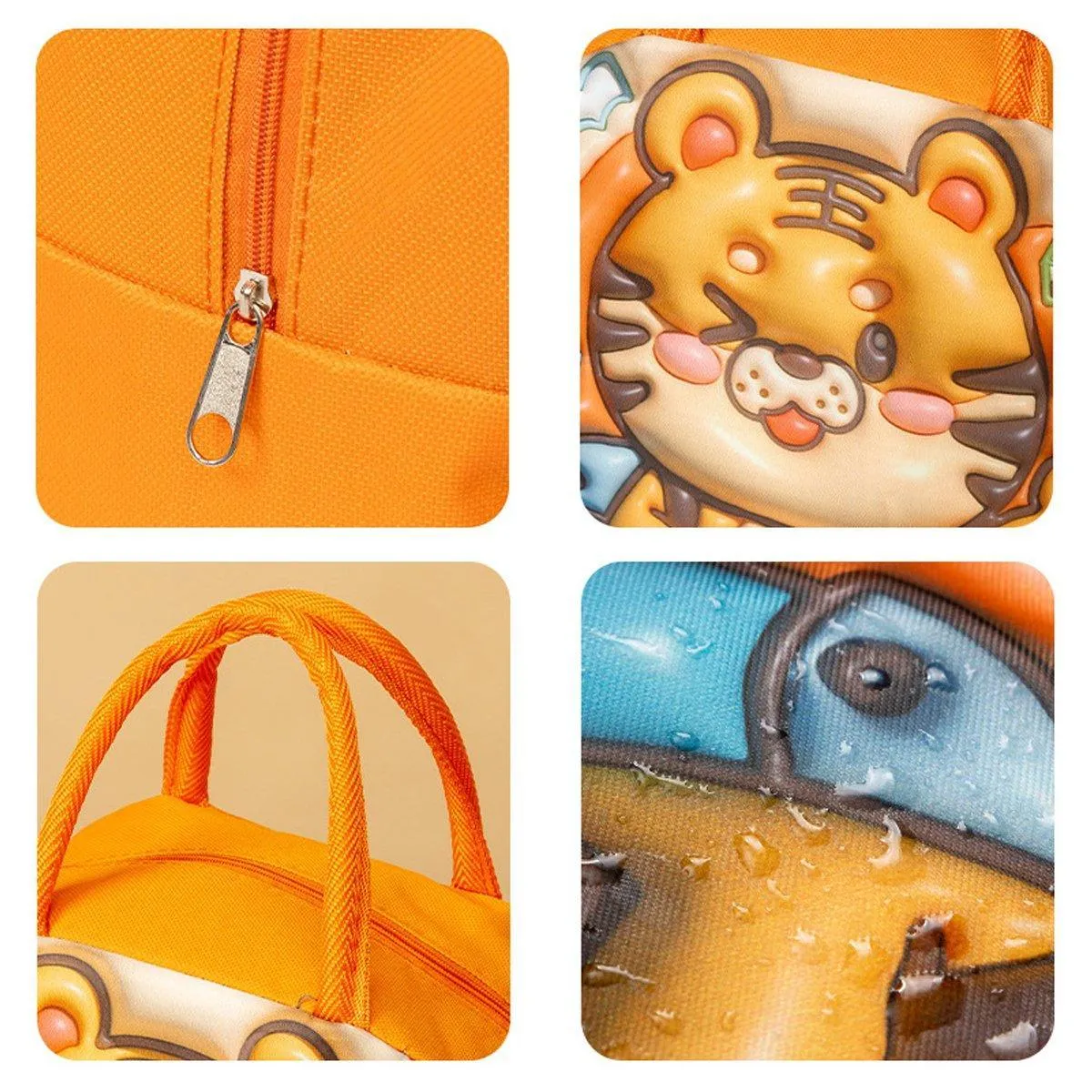 Cute 3D Cartoon Insulated Lunch Bag for Kids Oxford Fabric Bento Box Tote School