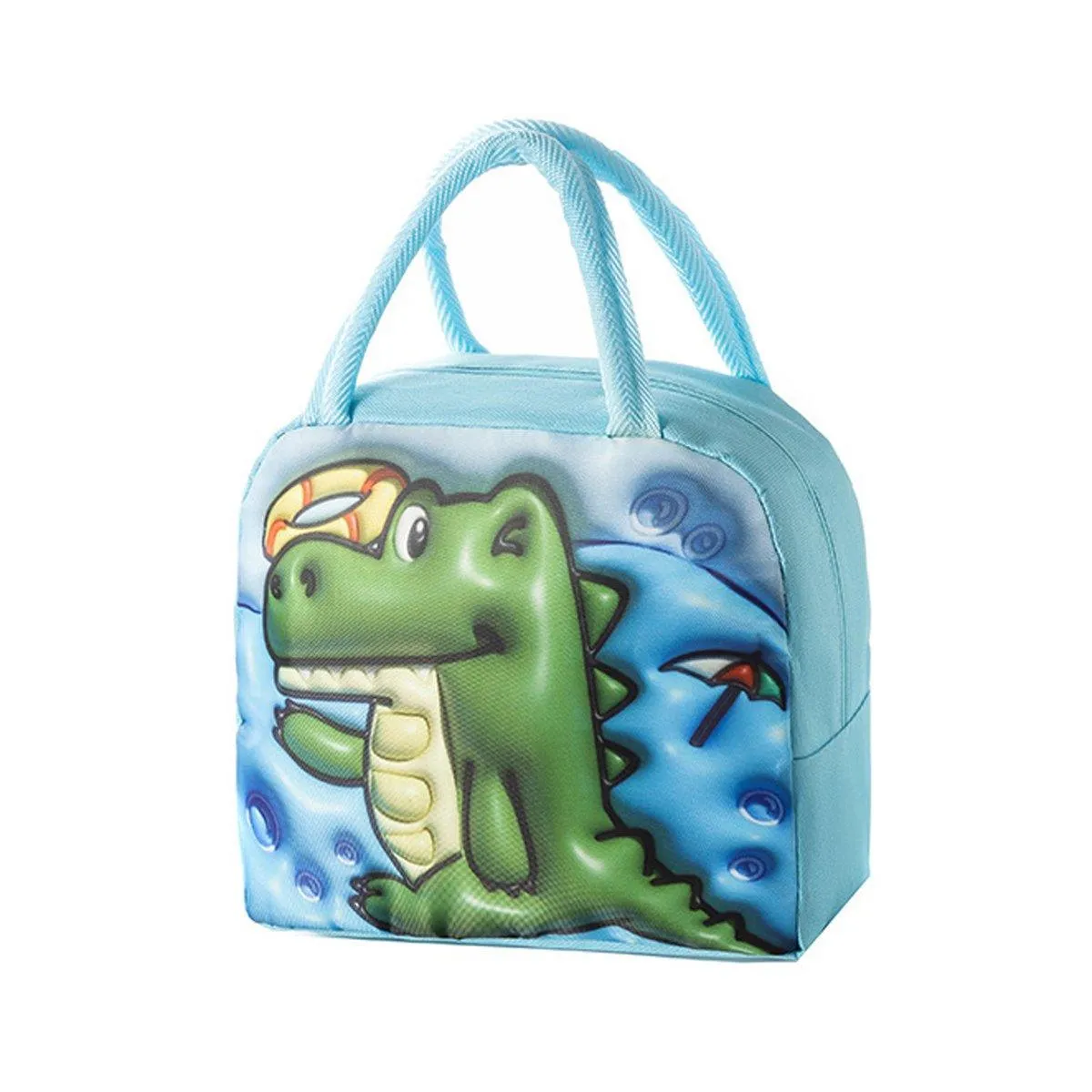 Cute 3D Cartoon Insulated Lunch Bag for Kids Oxford Fabric Bento Box Tote School