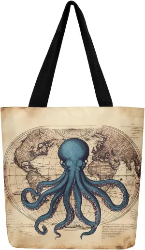 Cute Axolotl Canvas Tote Bag Rainbow Axolotls Shoulder Bag,Ocean Nautical Sea Animal Reusable Grocery Shoulder Bag