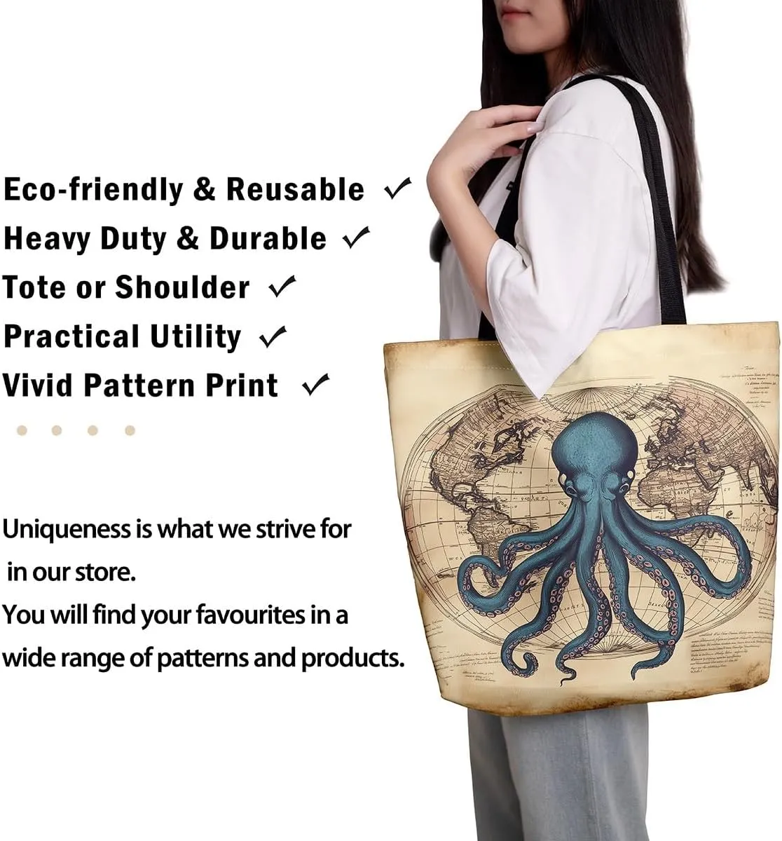 Cute Axolotl Canvas Tote Bag Rainbow Axolotls Shoulder Bag,Ocean Nautical Sea Animal Reusable Grocery Shoulder Bag