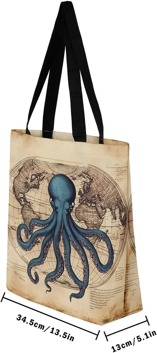 Cute Axolotl Canvas Tote Bag Rainbow Axolotls Shoulder Bag,Ocean Nautical Sea Animal Reusable Grocery Shoulder Bag