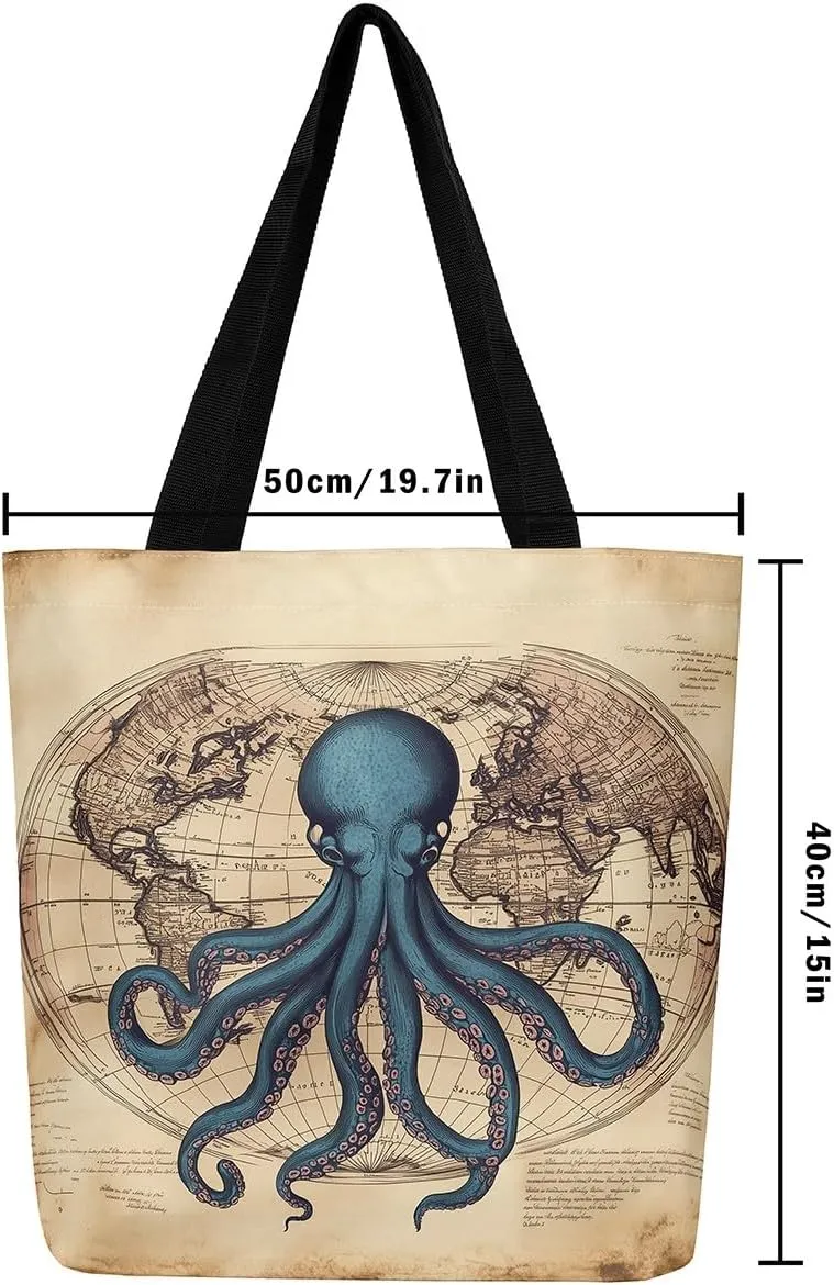 Cute Axolotl Canvas Tote Bag Rainbow Axolotls Shoulder Bag,Ocean Nautical Sea Animal Reusable Grocery Shoulder Bag
