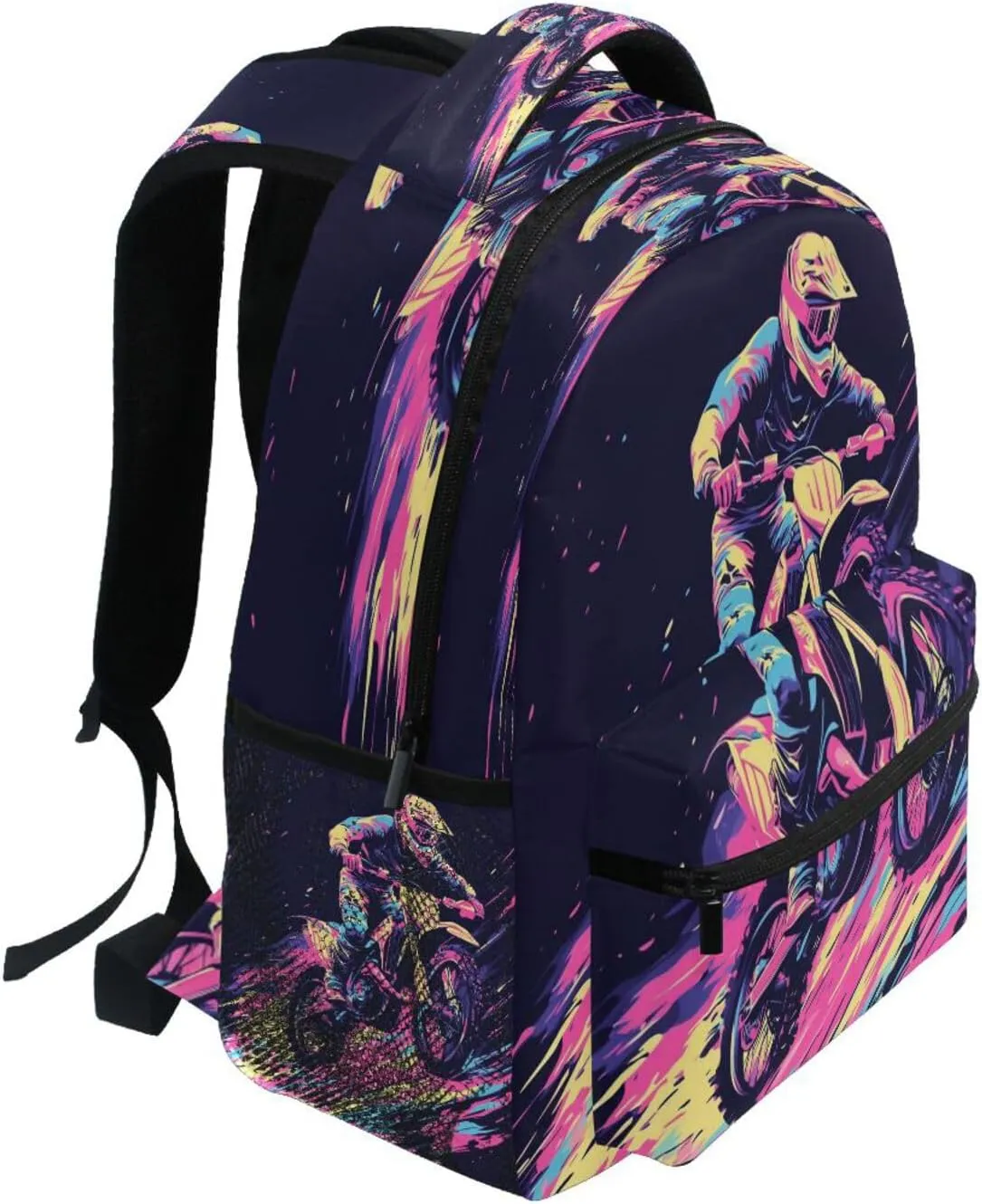 Cute Backpack for Men and Women Waterproof Vintage Daypacks with Chest Strap for Travel Trip Motocross Bike and Lightning