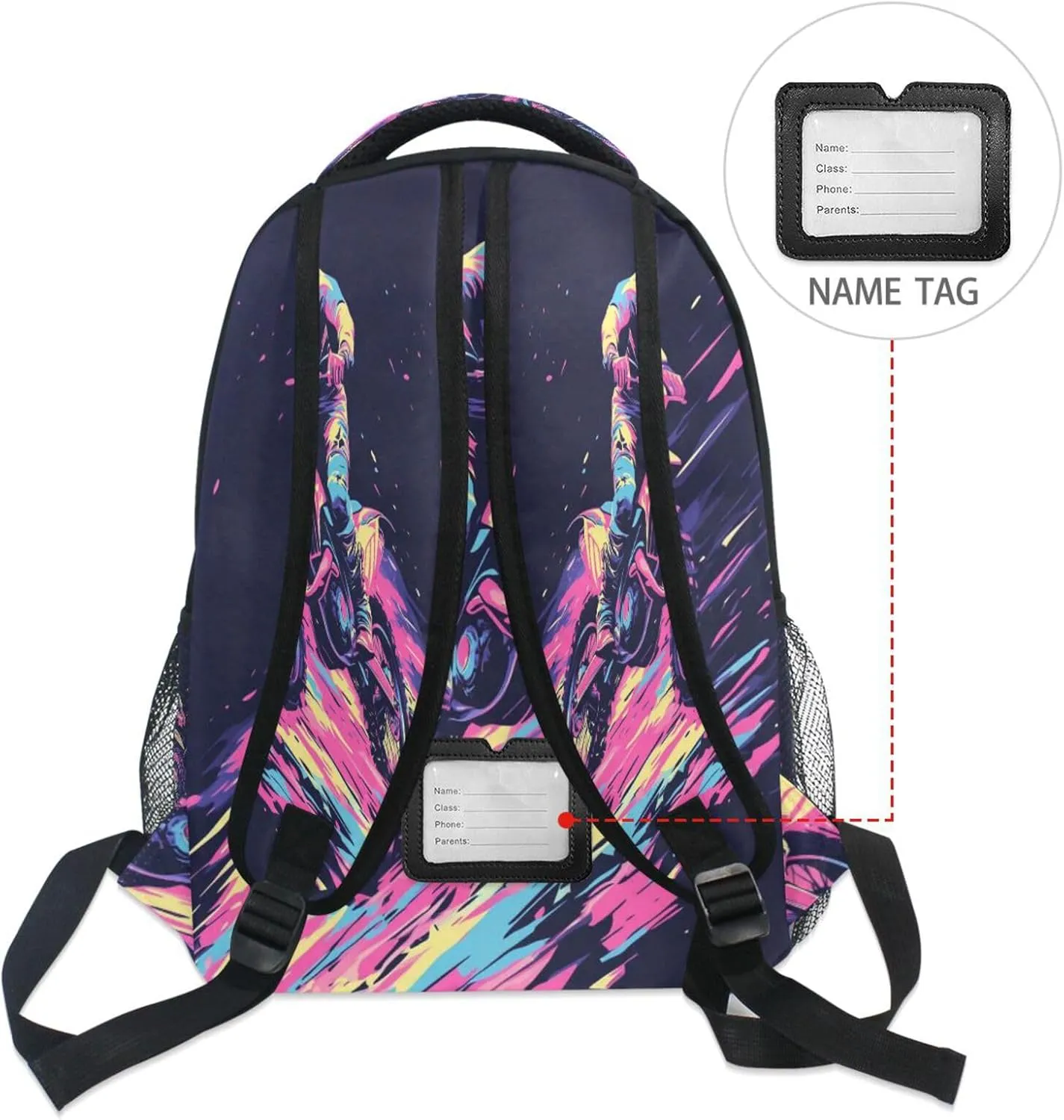 Cute Backpack for Men and Women Waterproof Vintage Daypacks with Chest Strap for Travel Trip Motocross Bike and Lightning