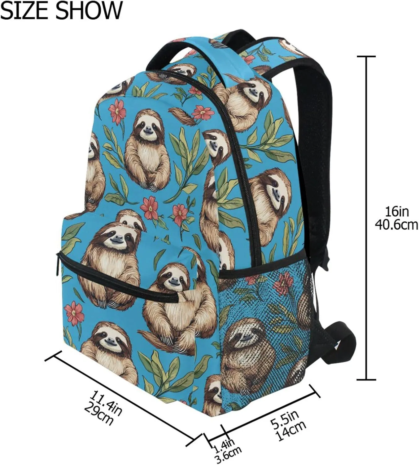 Cute Backpack for Unisex Adult Fashion Backpack with Chest Strap for Business Work College Travel Trip Cartoon Sweet Sloth Blue