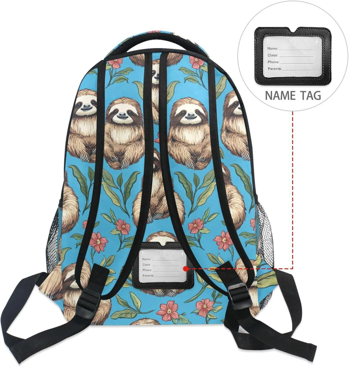 Cute Backpack for Unisex Adult Fashion Backpack with Chest Strap for Business Work College Travel Trip Cartoon Sweet Sloth Blue