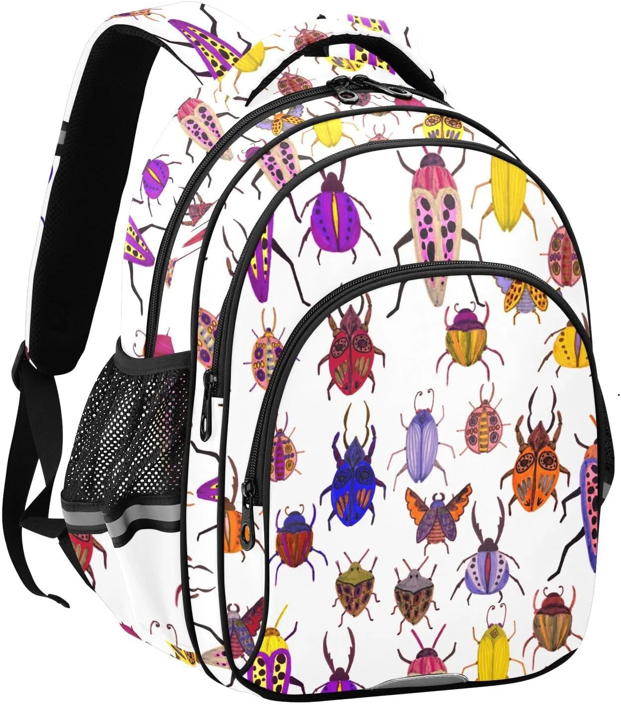 Cute Beetles Pattern Colorful Backpack for Kids Elementary School Bag Boys Girls Bookbag Travel Backpack Daypack