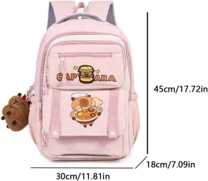 Cute Capybara Backpack Daypack Nylon Bag for Boys (Pink)